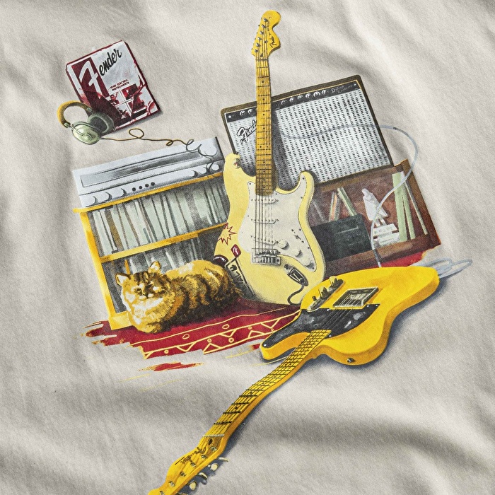 KAFT X FENDER X ZUHAL Vintage Room - Bone - Tasarım T-Shirt - Unisex
